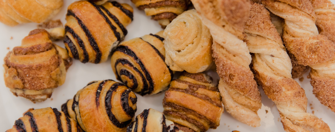 Assorted Pastries on a white background